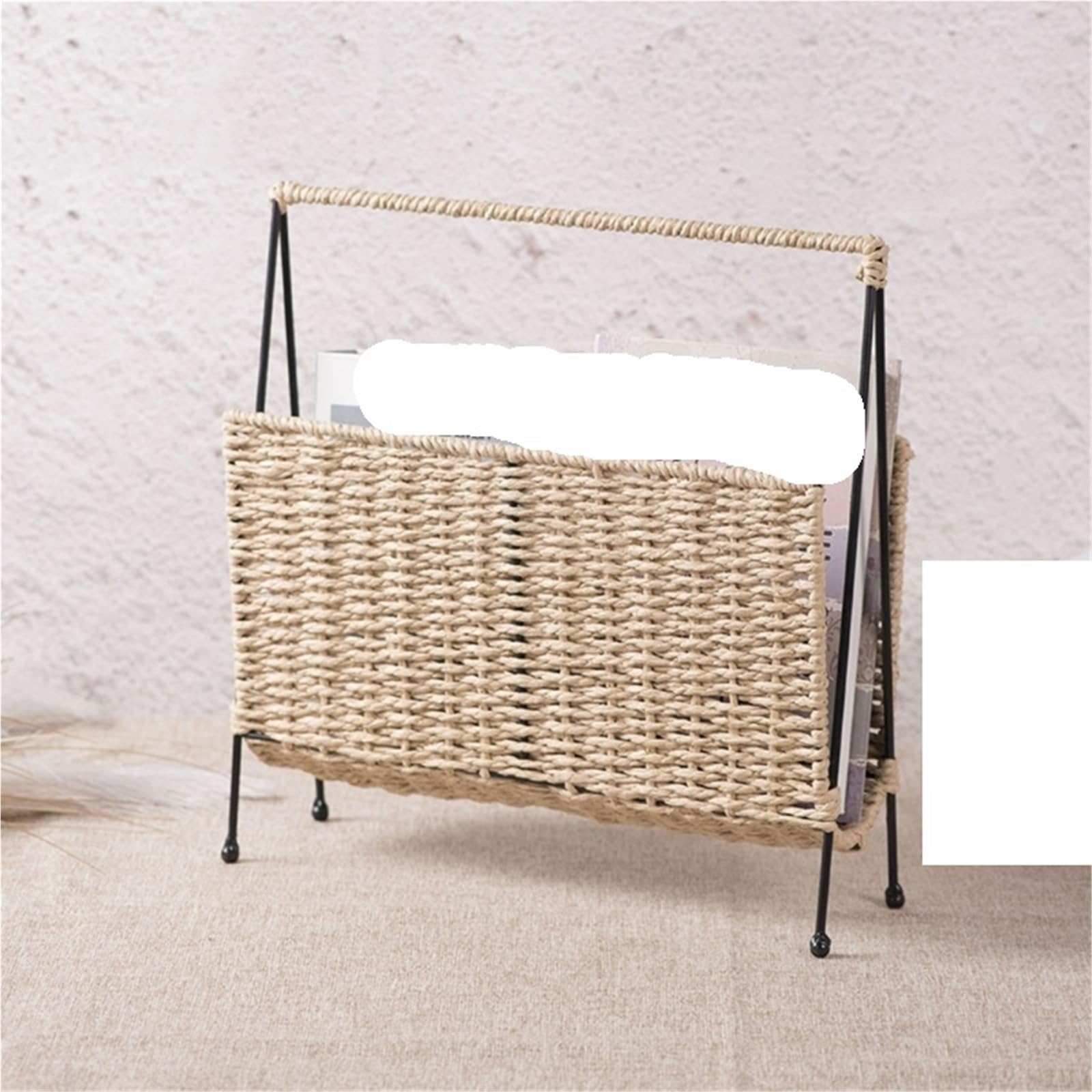 hand woven magazine holder Porte-revues tissé à la main
