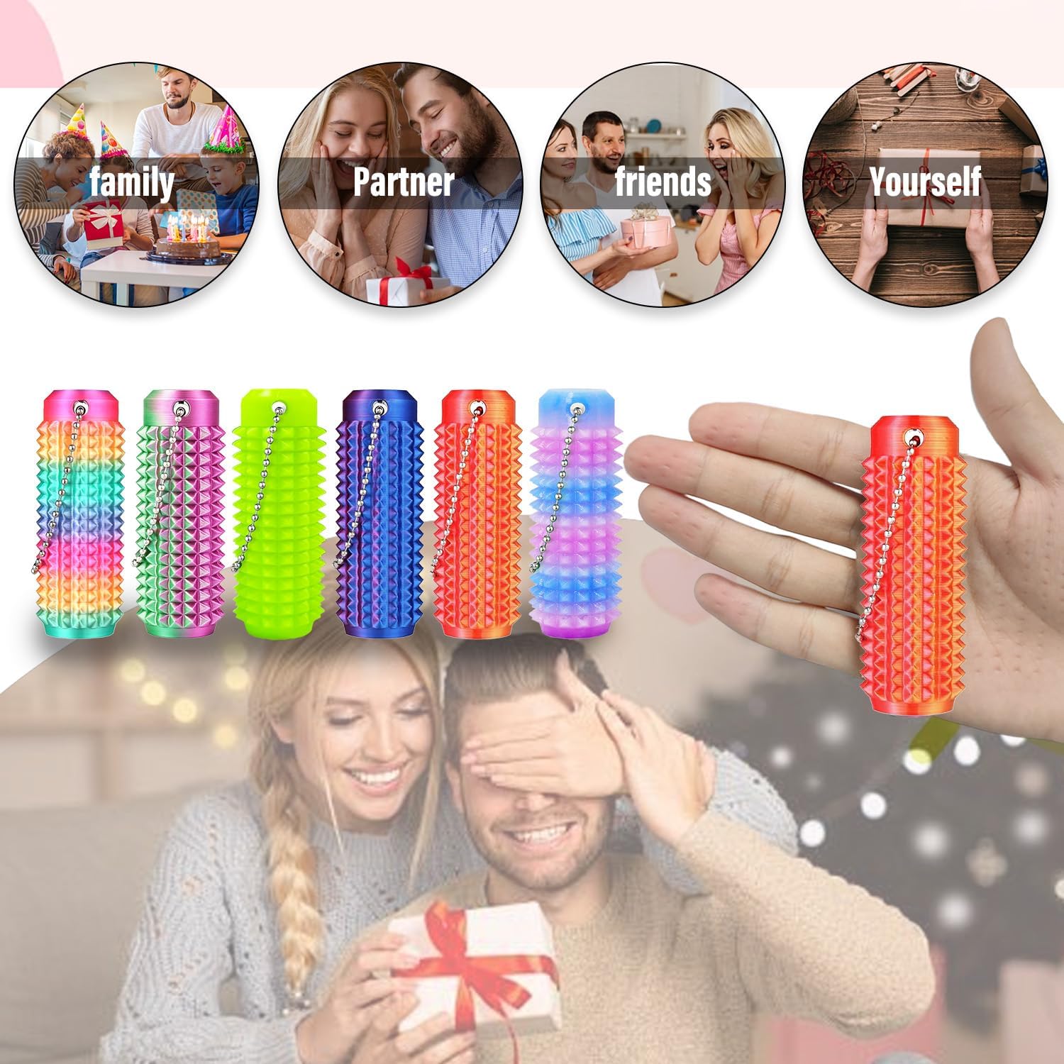 6PCS Ouchies Pain Fidget Toys,Portable Stim Tool,Pain Stim Fidget,Little Spiky Sensory Pain Stim Keychain with Roller,Spiky Grippie Stim Keychain for Anxiety Relief,Novelty Gifts for Adults&Teens.