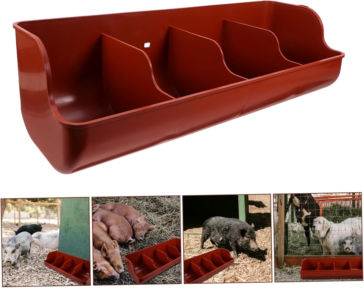 Mountable Pig Feeding Trough Heavy Duty Multi-Compartment Livestock Feeder for Newborn Pigs Easy to Clean Durable and Rustproof Design for Dry and Wet Food