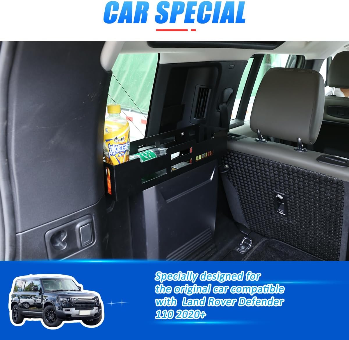 YIWANG Black Aluminum Alloy Car Trunk Storage Basket Organizer For Land Rover Defender 110 2020-2022 Auto Accessories (Left)