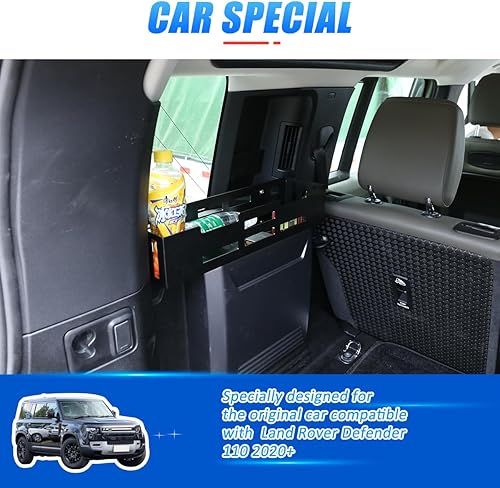 Miniatura 3 de YIWANG Organizador de cesta de almacenamiento de maletero de automóvil de aleación de aluminio negro para Land Rover Defender 110 2020-2022