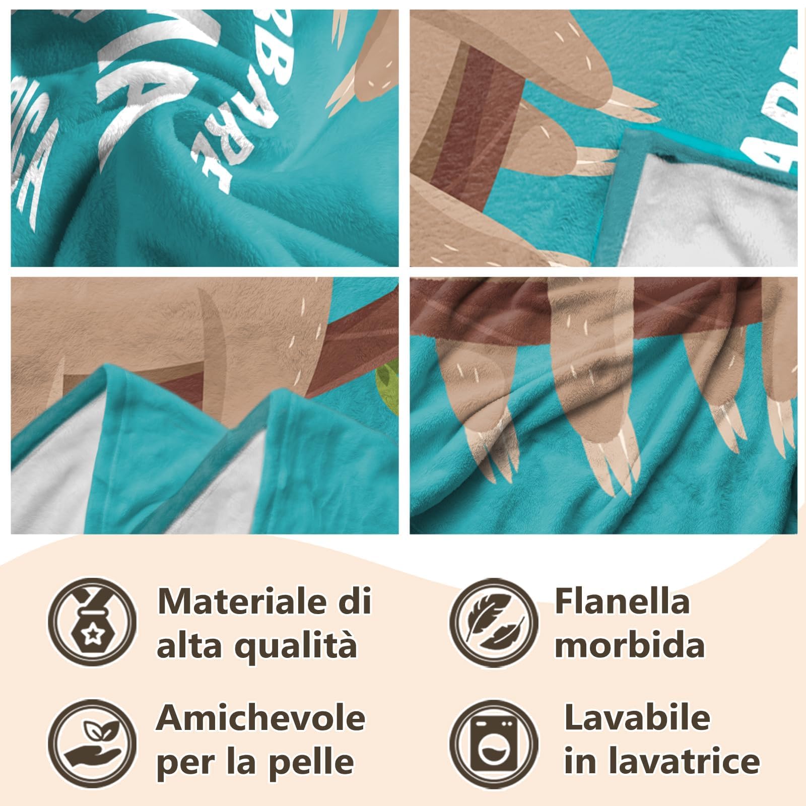 Einanmut Regalo Mamma, Regalo Festa Della Mamma - Cotone Bradipo Coperta, Idee Regalo Mamma da Figlia Figlio, Regali per Neo Mamma, Regali per Festa Della Mamma Natale Compleanno