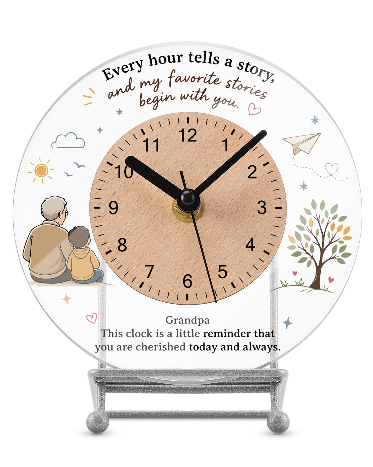 PRSTENLY Gift for Grandad, Grandad Birthday Gift for Men Acrylic Clock Gift
