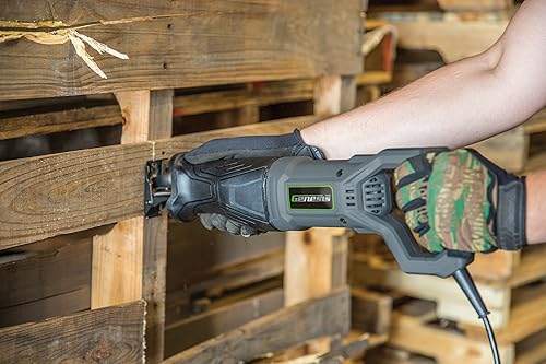 Miniatura 2 de Genesis Sierra recíproca GRS750 de velocidad variable de 7.5 amperios con zapata delantera giratoria ajustable, cuchillas de corte de madera y metal