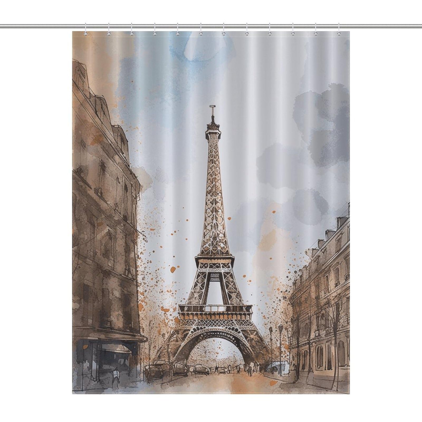 Rideau de douche bohème moderne anti éclaboussures en tissu aquarelle