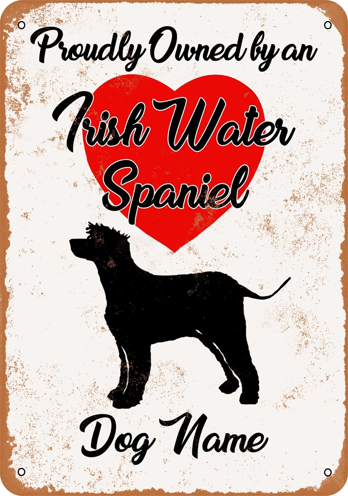 Miaomansenstore Metal Sign - Custom Dog Name - Irish Water Spaniel - Vintage Look Home Decor