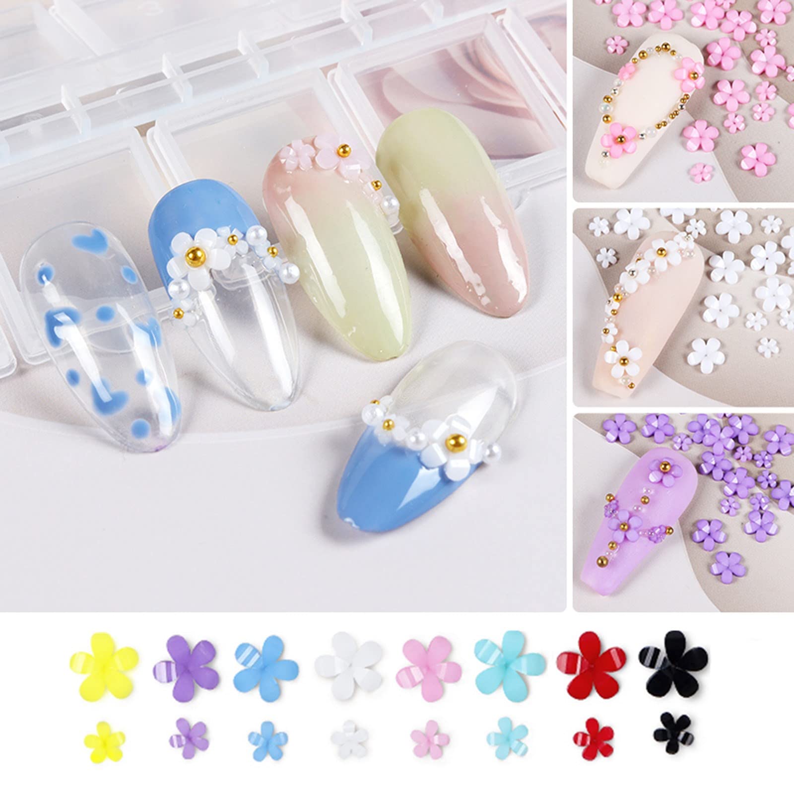 Amazon.co.jp: ネイルパーツ 花 3d ブリオン 半円パール セット お花 