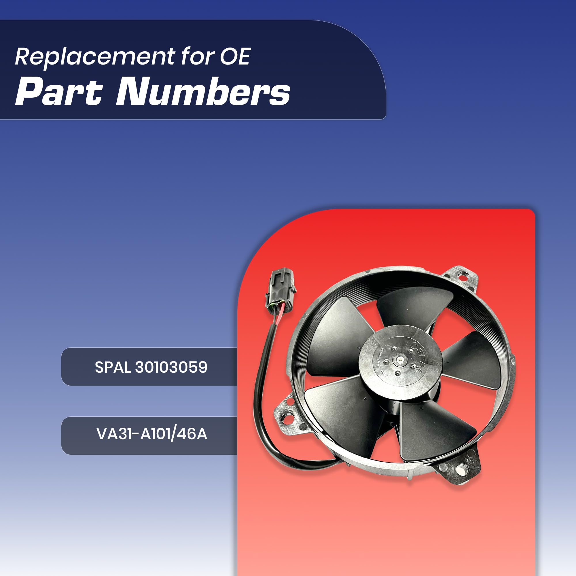 SPAL 30103059 Ventilador extractor de 5.2 pulgadas, 12 voltios, hoja recta de alto rendimiento, 342 cfm VA31-A101/46A con conector sellado Weatherpack