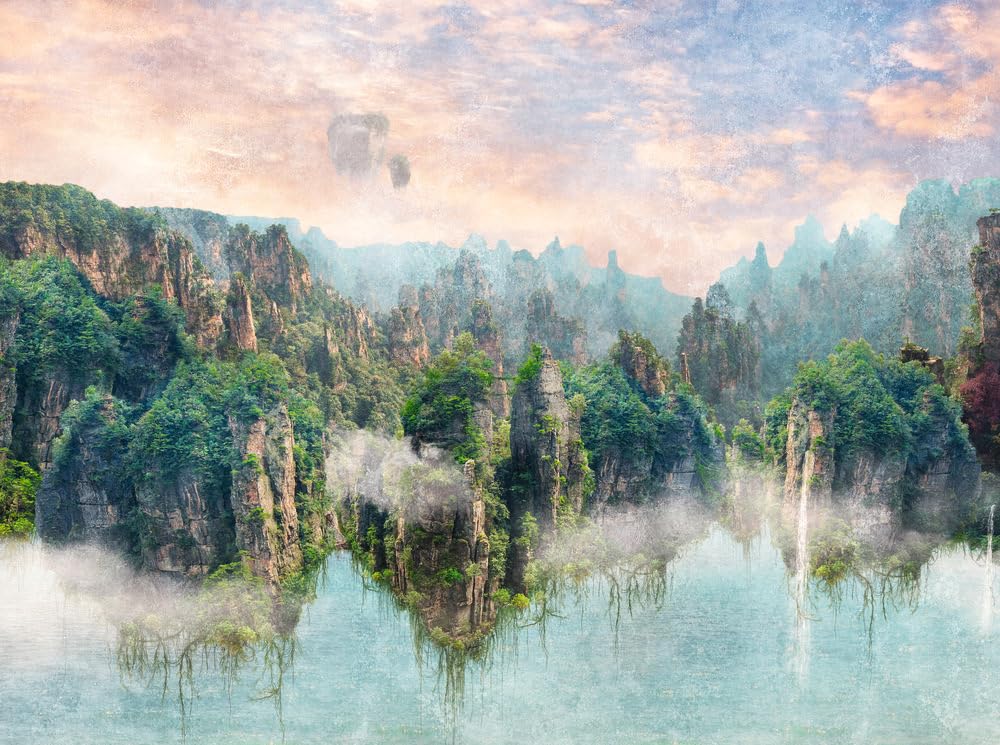 Livingwalls Fototapeta natura w kolorowej, zielonej, niebieskiej – wysokiej jakości tapeta flizelinowa 399081 z motywem na 3,71 m x 2,80 m – Made in Germany