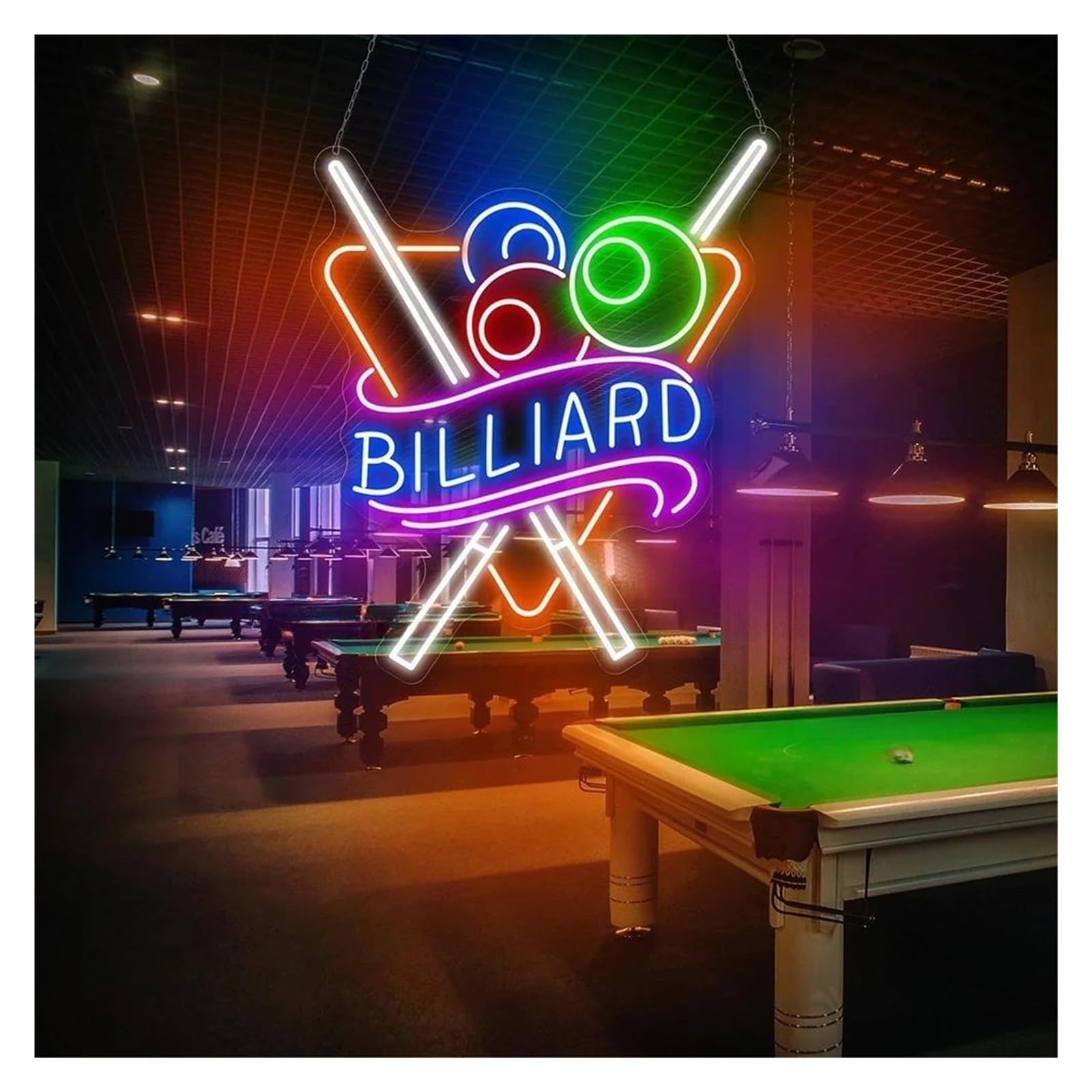 SHOUXI Sign Lamp Billiards Neon Signs USB Powered Pool Hall Neon Lights Suitable for Pub Club Party Decor Commercial Signs(B,50X61CM)