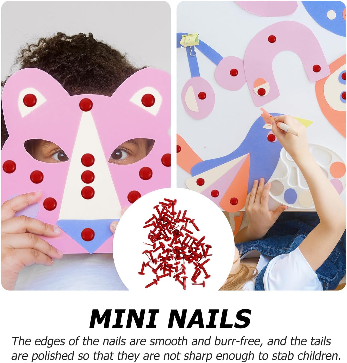 Parliky 200Pcs Mini Metal Brads Iron Craft Fasteners Solid Red Color for Scrapbooking DIY Paper Crafts and Decorative Projects