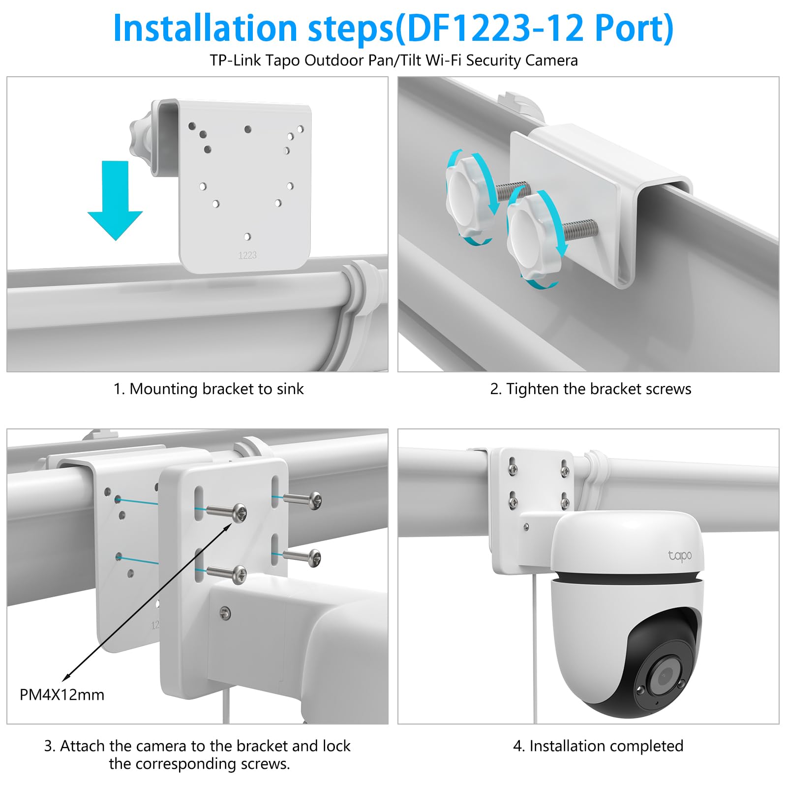 Soporte para canalón de cámara TP-Link Tapo TC40/TC41/C500/C510W/C520WS/C530WS/C501GW/C51A/C52A Pan/Tilt cámara de seguridad al aire libre