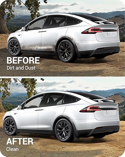 Miniatura 8 de BASENOR Protectores de barro a cuadros Tesla modelo XModel X 2024 2023 2022, protectores contra salpicaduras, no requiere perforación, protectores