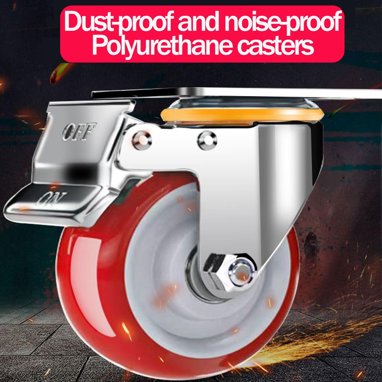 Rotelle Girevoli Set di 4 Ruote per Mobili Ruota in Poliuretano Silenziosa da 3 Pollici Rotella Industriale for Impieghi Gravosi Rotella Resistente all'Usura(Brake+Directional,3in)
