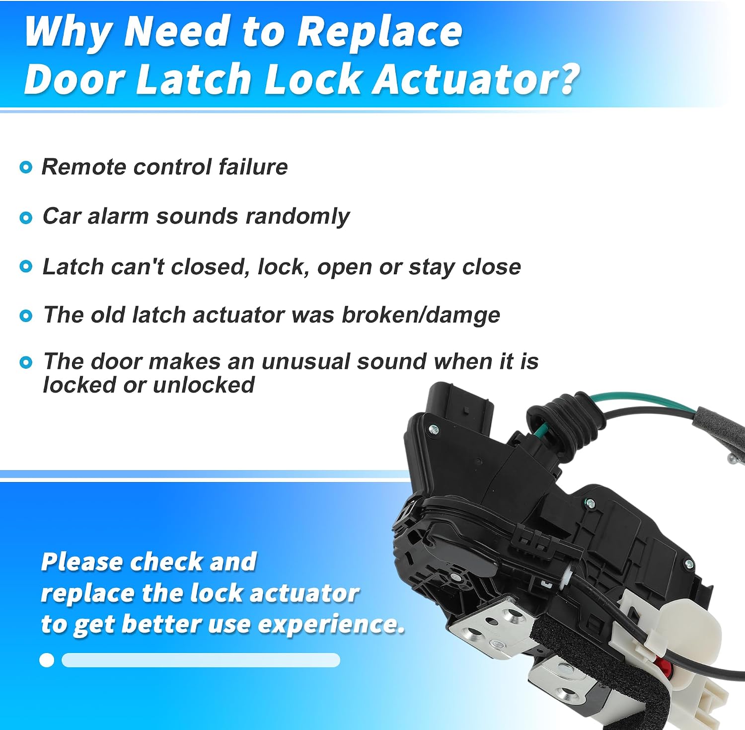 No.81310-2P000 Front Left Power Door Lock Latch Actuator for Kia Sorento EX LX SX 2011-2015 3.3L 3.5L Front Driver Side Door Lock Actuator Motor Door Latch No.937-565