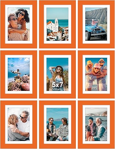 Vista 56 de Vittanly - Juego de 9 portarretratos, plexiglás resistente a rupturas, exhibe fotos de 12 x 12 pulgadas o, con paspartú, de 8 x 8 pulgadas, marcos