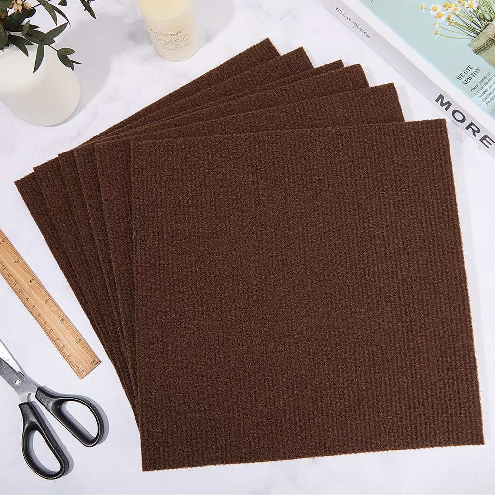 CREATCABIN 10Pcs Carpet Tiles Peel and Stick 12" x 12" Square Carpet Floor Tile Non-Slip Soft Padded Carpet Tiles Self Adhesion Floor Mat for DIY Flooring Home Pets Living Room Bedroom Coconut Brown - Image 3