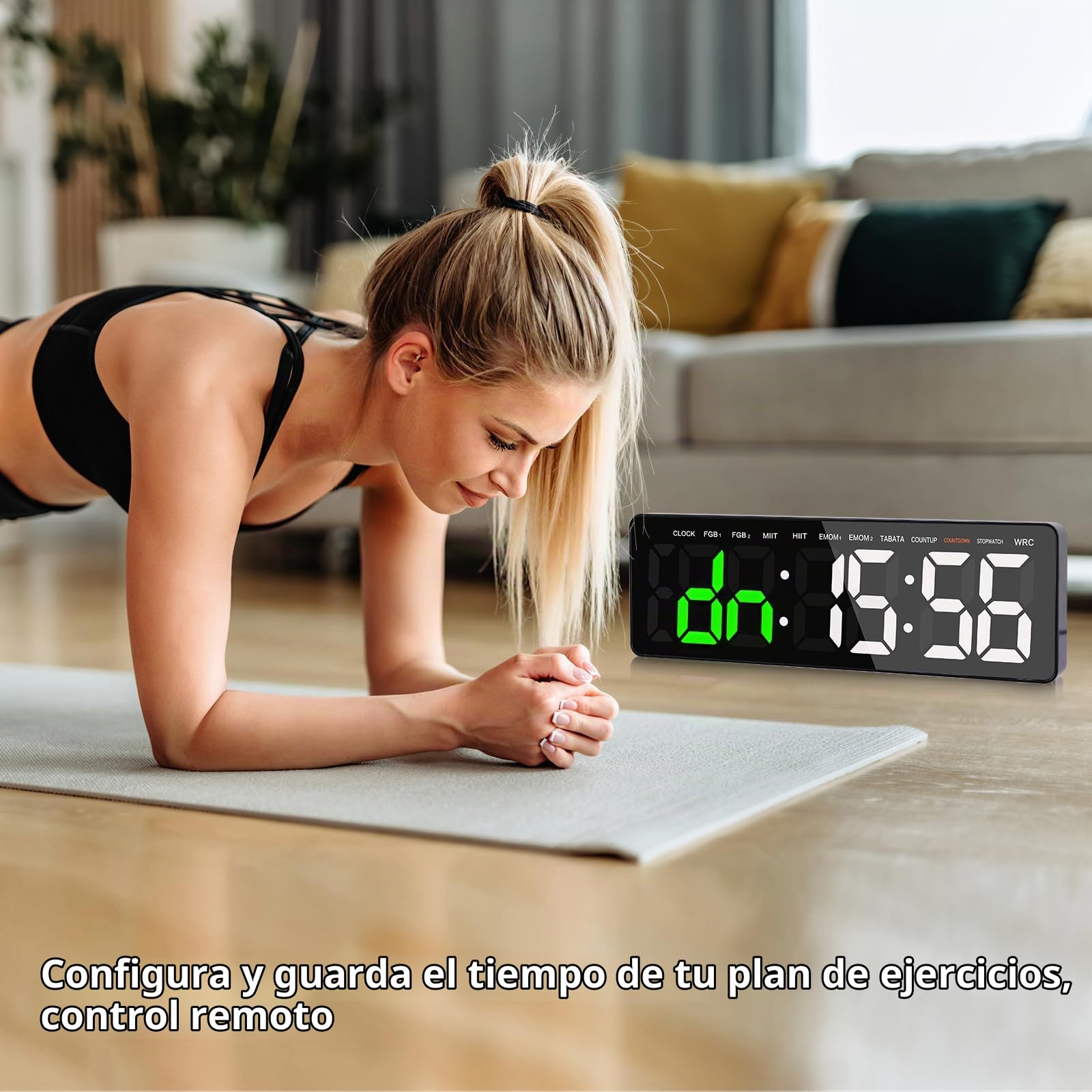 Temporizador de Gimnasio,Gym Timer, 16.5'' Reloj Gimnasio Pared, con Countdown/UP Cronómetro, Digital Wall Gym Timer con Control Remoto