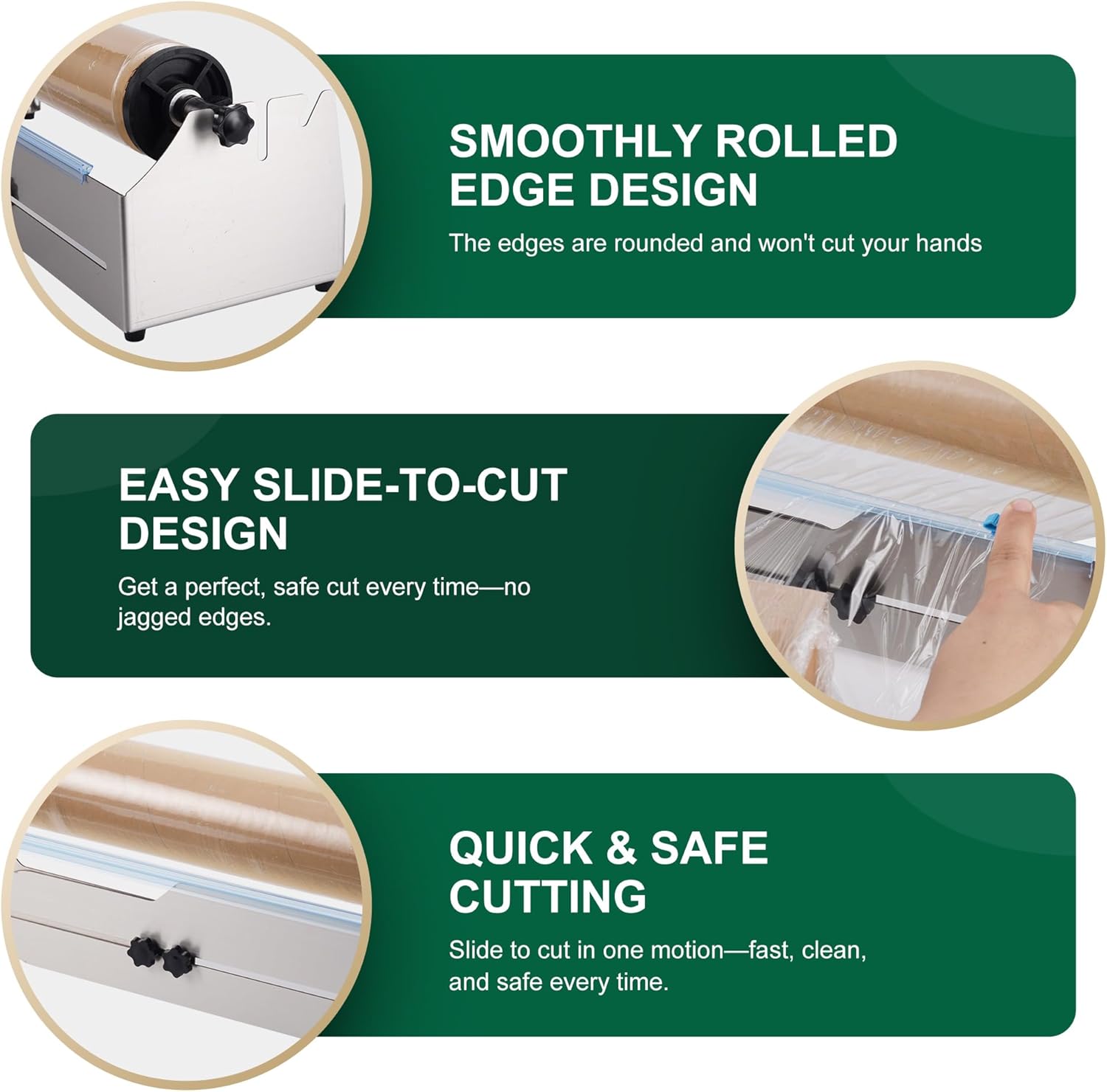 Adjustable Tabletop Stretch Film Dispenser with Cutter, Heavy Duty Stainless Steel Wrapper for 16 to 26 Inch Rolls, Ideal for Warehouse and Shipping Use