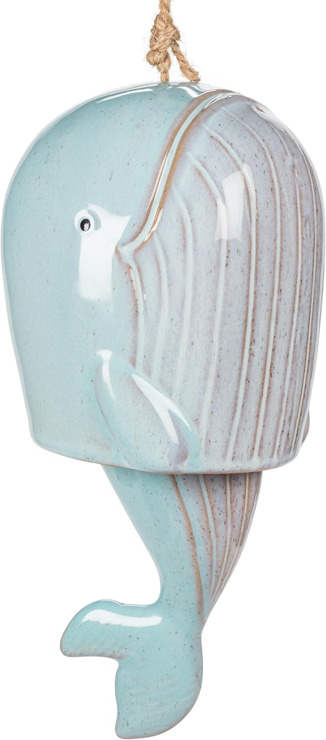 Abbott Collection Large Whale Wind Chime - Ceramic, Blue (10.5" H)