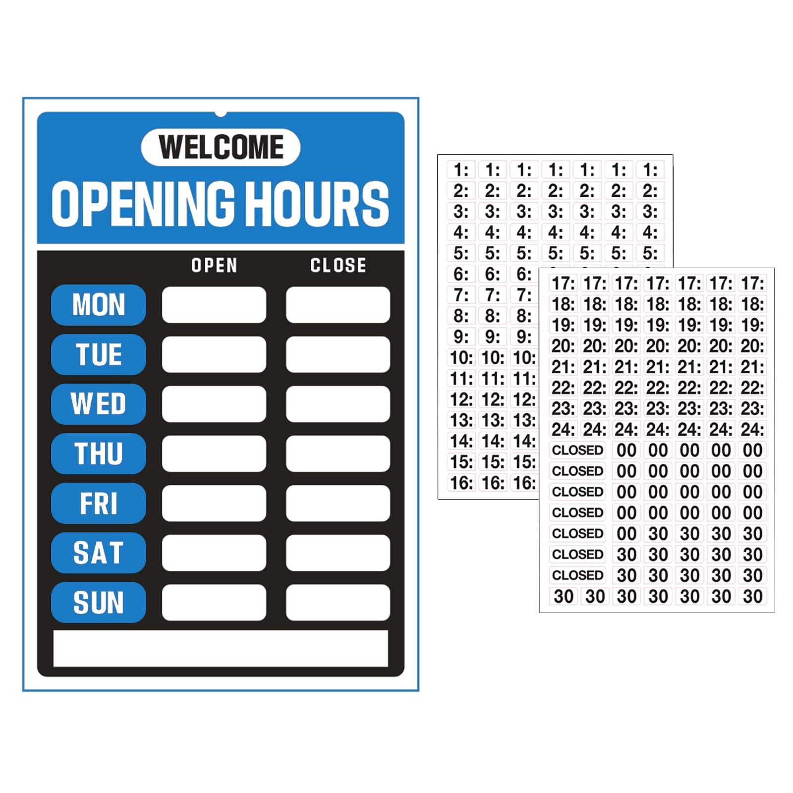 Business Hours Sign,Opening Hour Sign Kit,Changeable Store Hours Sign,Hours of Operation Signs for Business,Open Sign with Hours,Ideal Signs for Any Business,Store or Office（PVC,7.8”x 11.8”）