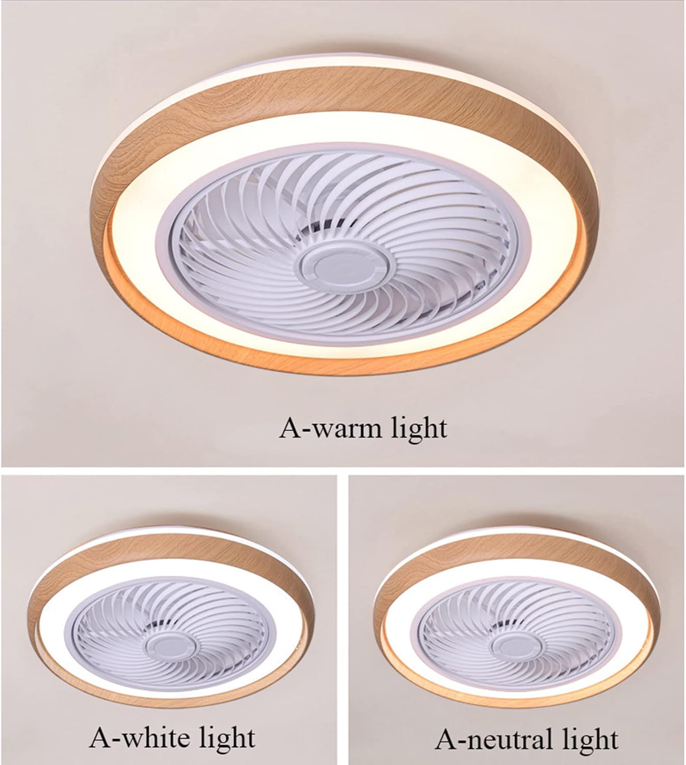 YUEGOO Ceiling Fans with Lamps,Ceiling Fan with Lights,Home Ultra Thin Round Dimmable Led Ceiling Fan Lights with Remote Control,3 Wind Speeds,Fan Light for Living Room, Bedroom/a