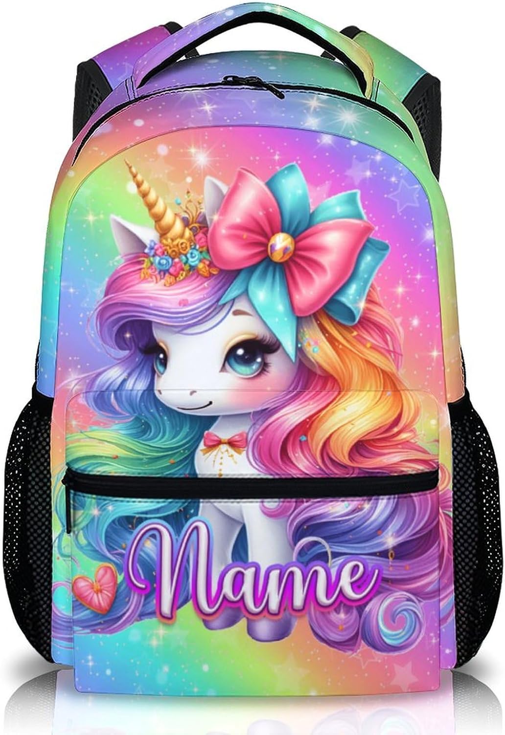 Backpack for Girls, Custom Cat School Backpacks for Kids Toddlers 3-5, Personalized Name 17'' Large Capacity Cat Prints Bookbag for Kindergarten Elementary, Back to School Supplies Gifts