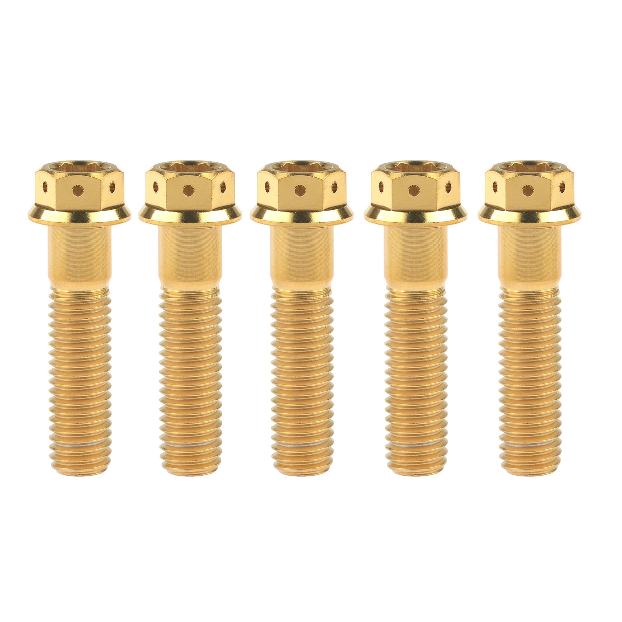 Ruifu Titanium M6 M8 M10 10 15 20 25 30 35 40 45 50 55 60 65 70 75 80 85 90mm Flange Allen Key Head Bicycle Bolts Screws Pack of 5 (Gold, M10x45mm Pitch1.5)