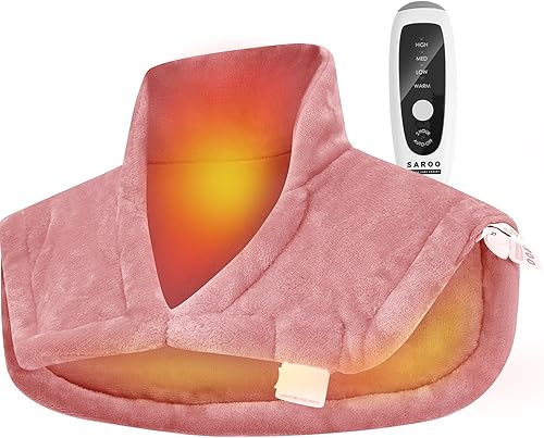 Almohadilla térmica para alivio del dolor de cuello y hombros y espalda (rosa, 19 x 22 pulgadas)