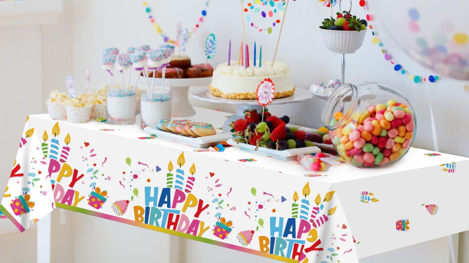 Nappe Pâques Nappe 50 Ans Anniversaire 137x274cm - Bleu Et Argent, Rectangulaire, En Plastique Résistant Nappe Foot Anniversaire