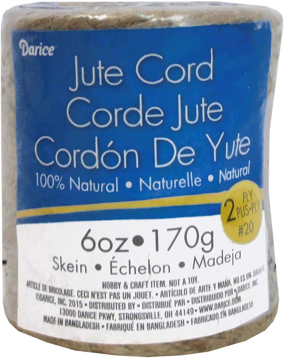 Jute Cord, 2 Ply, Natural,133 Yards, 20 Pound Strength