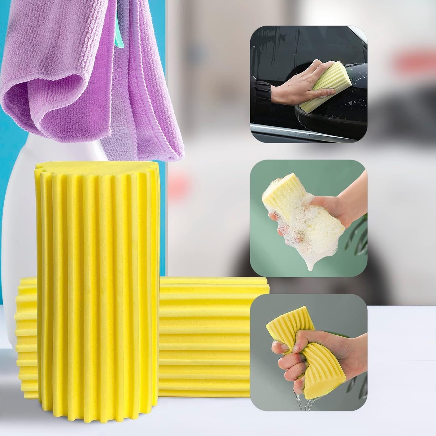 Kriq Damp Clean Duster Sponge,Magic Sponge Eraser,Reusable Damp Dusting Sponge Household Cleaning for Blinds, Glass, Baseboards,Radiators,Window Track Grooves.(Multicolor) (B0D6KMVBB2) Amazon Price History, Amazon Price Tracker