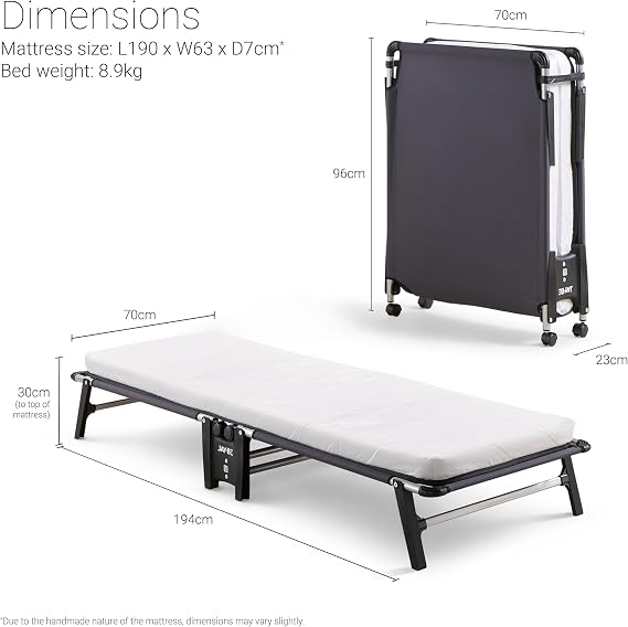 Jay-BE HE70 Hideaway Folding Bed with e-Fibre Mattress, Single