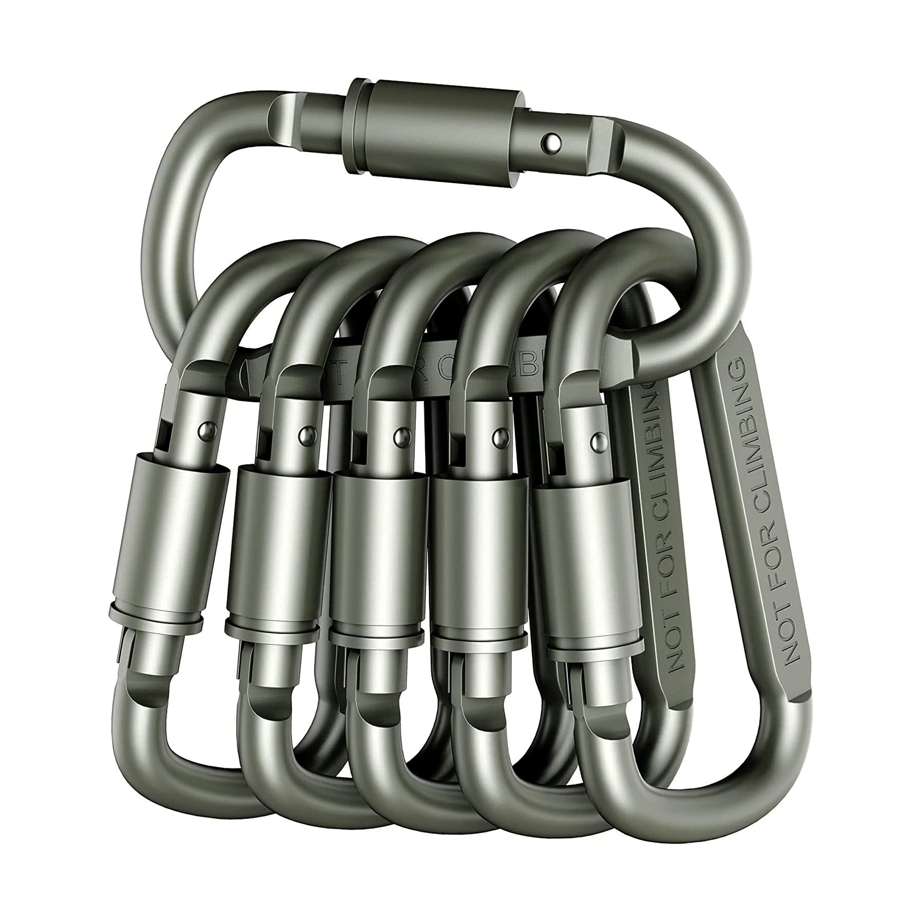Buko Aluminum D-Ring Locking Carabiner Light but Strong NOT for Climbing for Car Bike Keychain Accessories (Pack of 6Pieces)