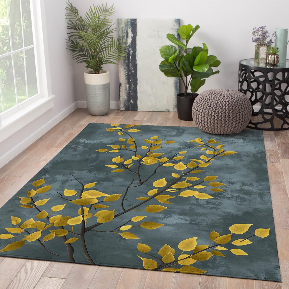 Tapis abstrait Golden Leaf 150x240cm au design contemporain
