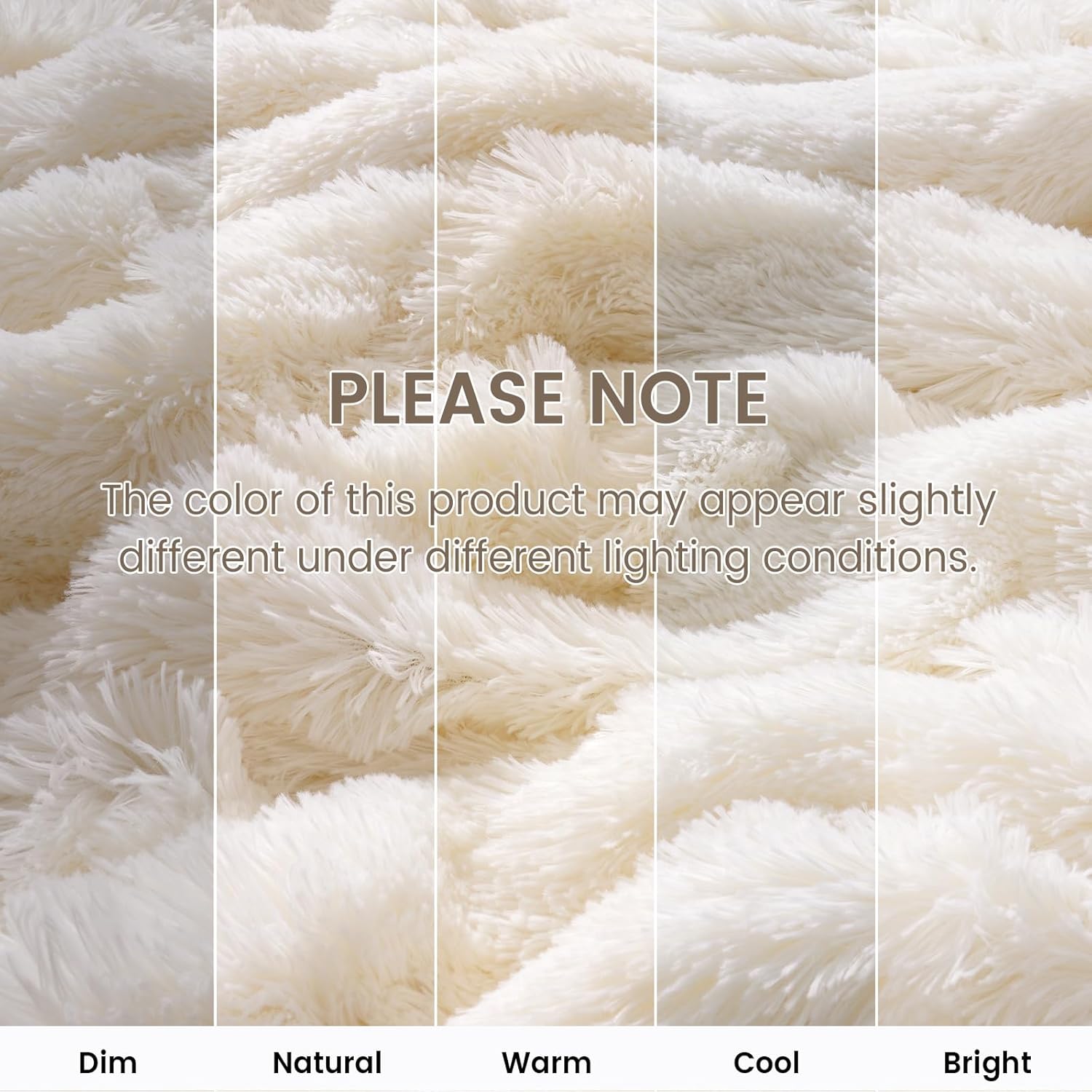 PHF Luxury Fuzzy Faux Fur Throw Blanket, Soft Shaggy Plush Comfy Blanket, Warm Thick Fluffy Blanket for Couch, Bed, Chair, Sofa, Furry Elegant Throw for Home Decor, Cream, 50" x 60" - Image 9