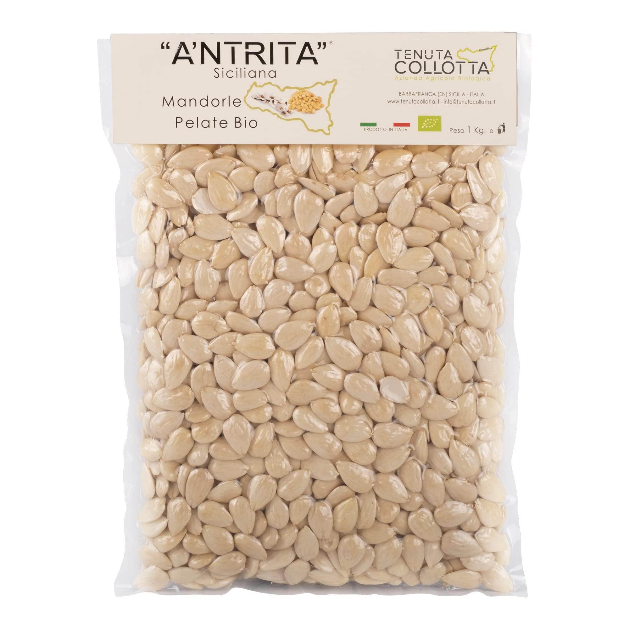 A'Ntrita® - Almendras Peladas Orgánicas 1 Kg - 100% Italiano - Made in Sicily