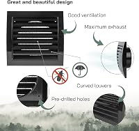 Vent Systems 100 mm Fekete Szellőzőrács - Szárítógép, Fürdőszoba, Kültéri/Beltéri Légkivezető Takaró, Elszívó Rendszer, ABS Anyag, Könnyen S 3