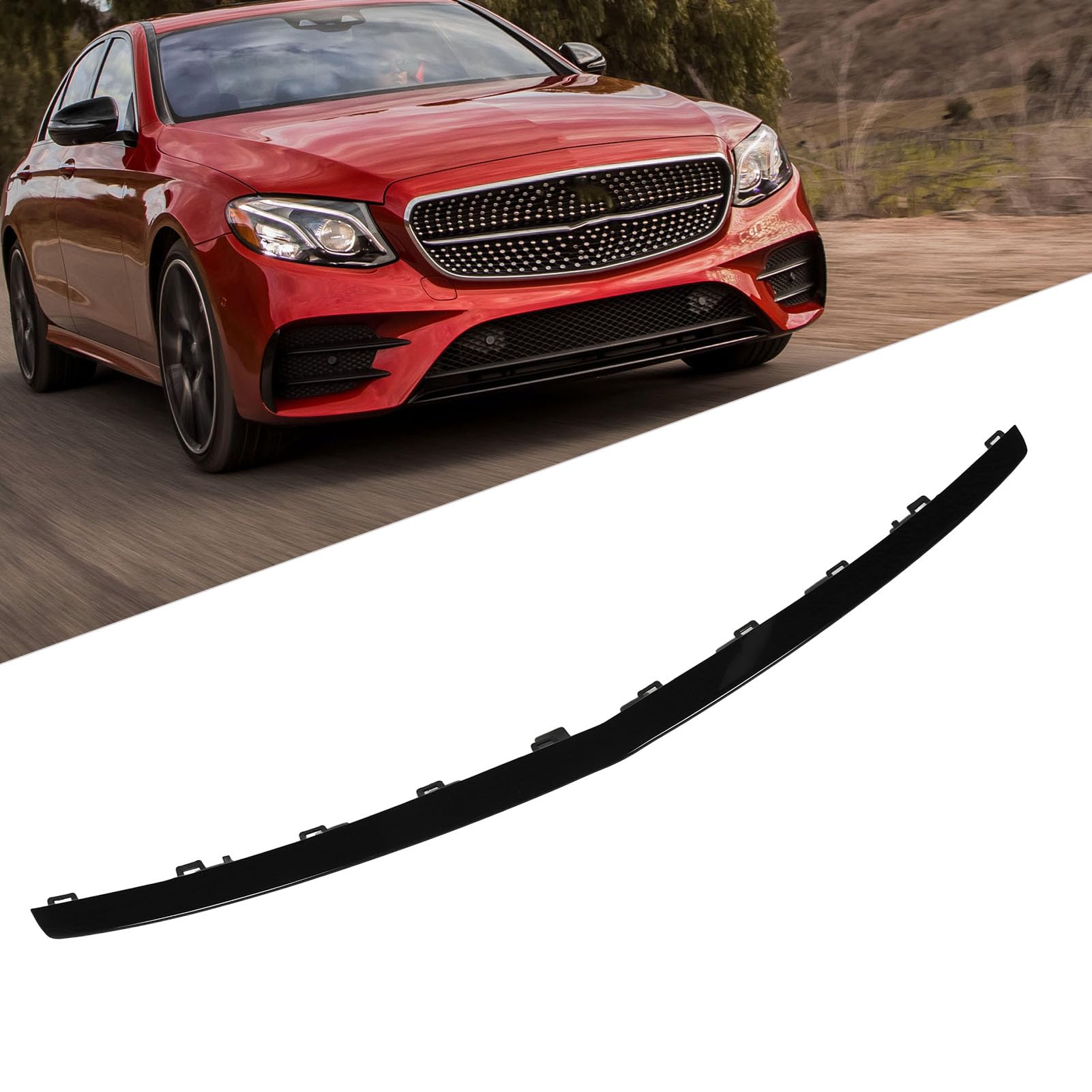 Fabater Dolna Listwa Przedniego Zderzaka, Wymienna Dokładka Przedniego Zderzaka z ABS do E-Class W213 AMG Line 2017-2020, Czarna Osłona z Mocowaniem Zatrzaskowym (BLACK)