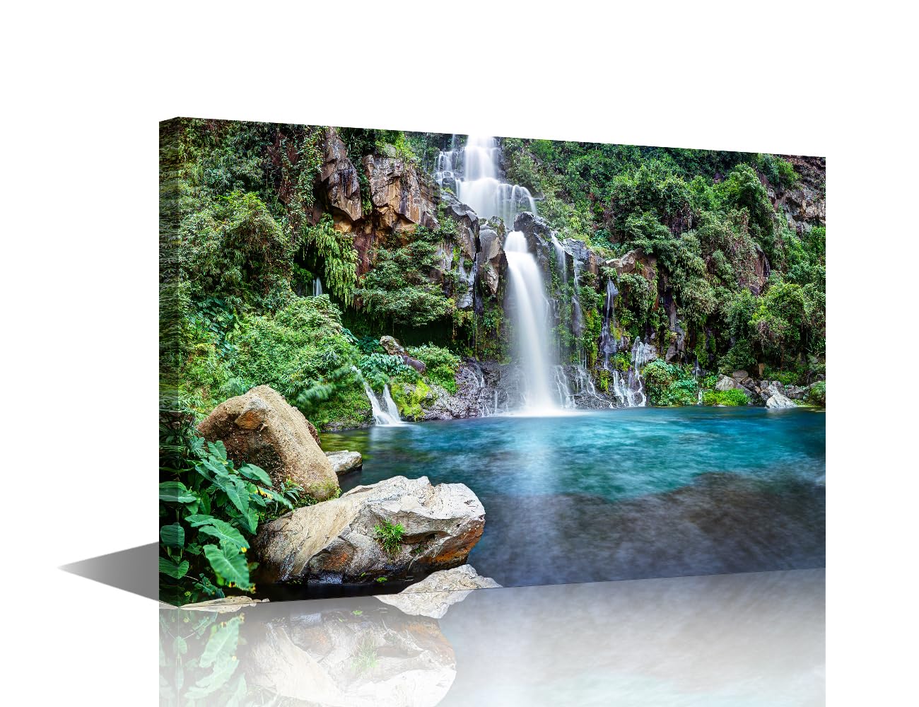 TISHIRON Natural Landscape Paintings Decor Aigrettes Basin Waterfall Canvas Wall Art Framed Falls Picture Wall Decor Art Work for Home Decoration Living Room Bedroom Office 12" Wx18 Hx1 Panel