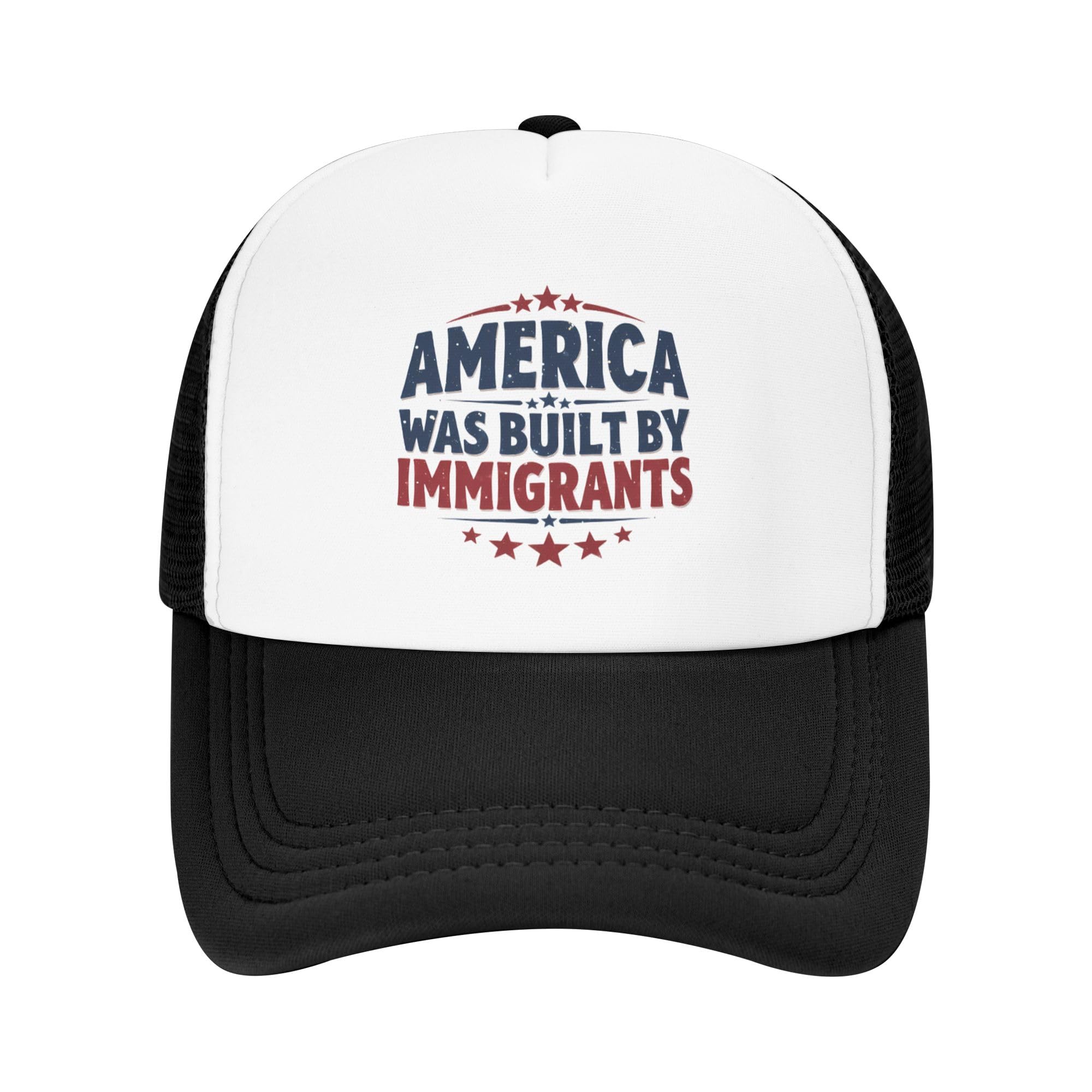 America was Built by Immigrants Trucker Hats We are All Immigrants Baseball Cap for Kids Boys Girls Snapback Mesh Back Adjustable Caps - Black