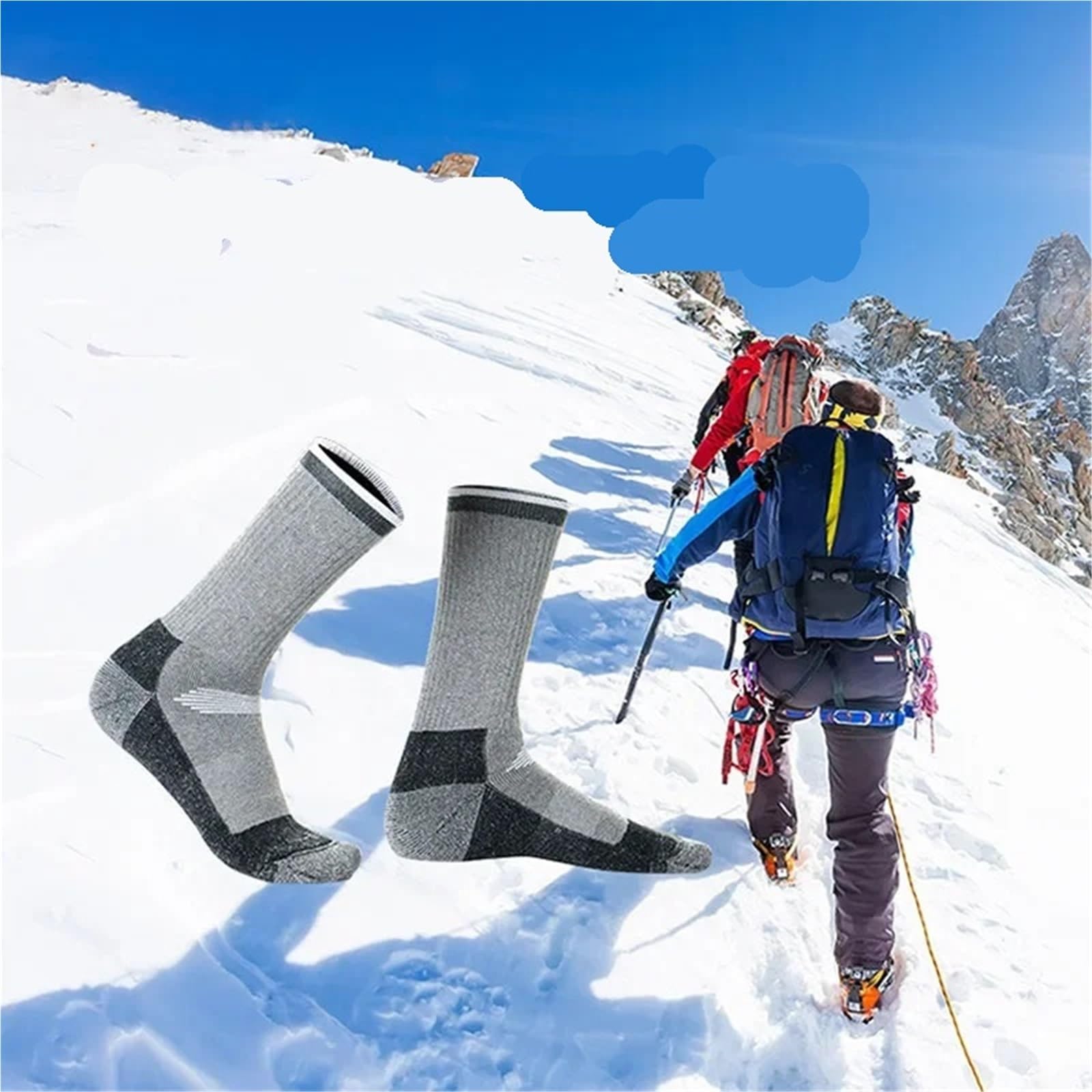 Calze Termiche, Calzini da Sci 2 Paia di Calzini Escursionismo Uomo Donna Termici Alpinismo for Sport Invernali all'Aria Aperta(Gray,M(3539))