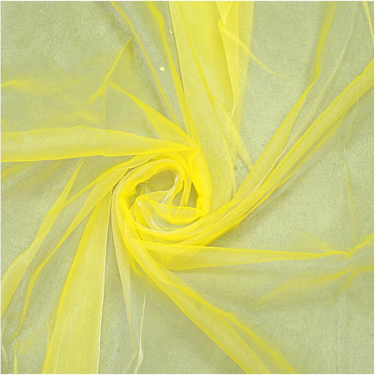 mds Pack of 100 Yards Long Bridal Solid Sheer Organza Fabric Bolt for Wedding Dress, Fashion, Crafts, Decorations, backdrop, Christmas Craft Supplies, Silky Shiny Organza Fabrics 44” Wide- Yellow