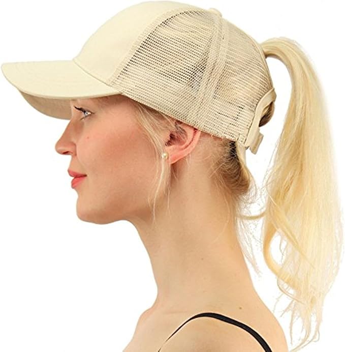 Messy bun baseball cap canada Clearance