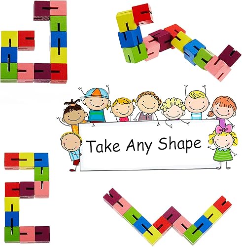 Miniatura 7 de 6 piezas de juguetes de madera para ansiedad, cubos de bloques giratorios, rompecabezas sensoriales, cubos para adolescentes, recuerdos de fiesta