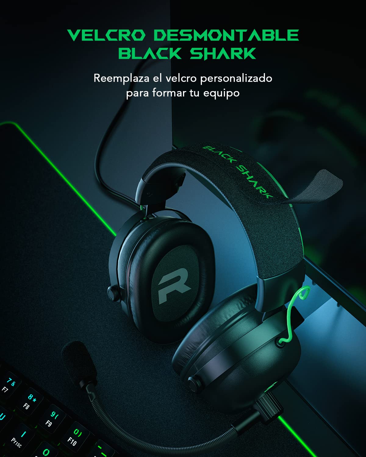 Black Shark Cascos Gaming con Cardioide Cancelación Ruido, Auriculares Gaming para PC, PS4, PS5, Xbox, Switch, Controladores Dinámicos de 50 mm, Over-Ear Cascos con microfono y Luz LED