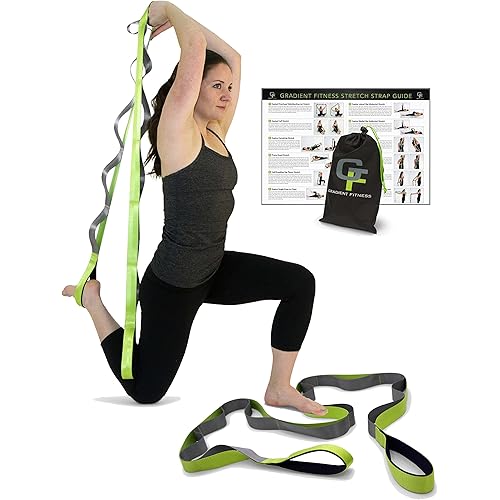 Gradient Fitness Stretching Strap for Physical Therapy, 12 Multi-Loop Stretch Strap 1.5" W x 8' L, Neoprene Handles, Physical Therapy Equipment, Yoga Straps for Stretching, Leg Stretcher