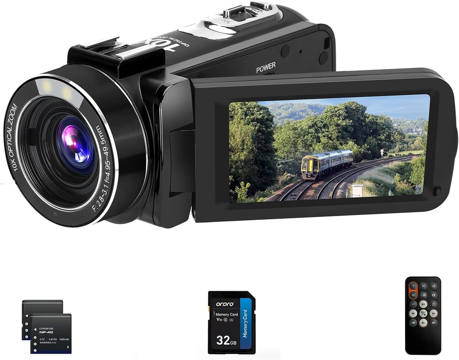 - 4K Video Camera Camcorder 10X Optical Zoom 30MP 24FPS Vlogging Camera 3.0" IPS Touch Screen Digital Camera with 32G Memory Card