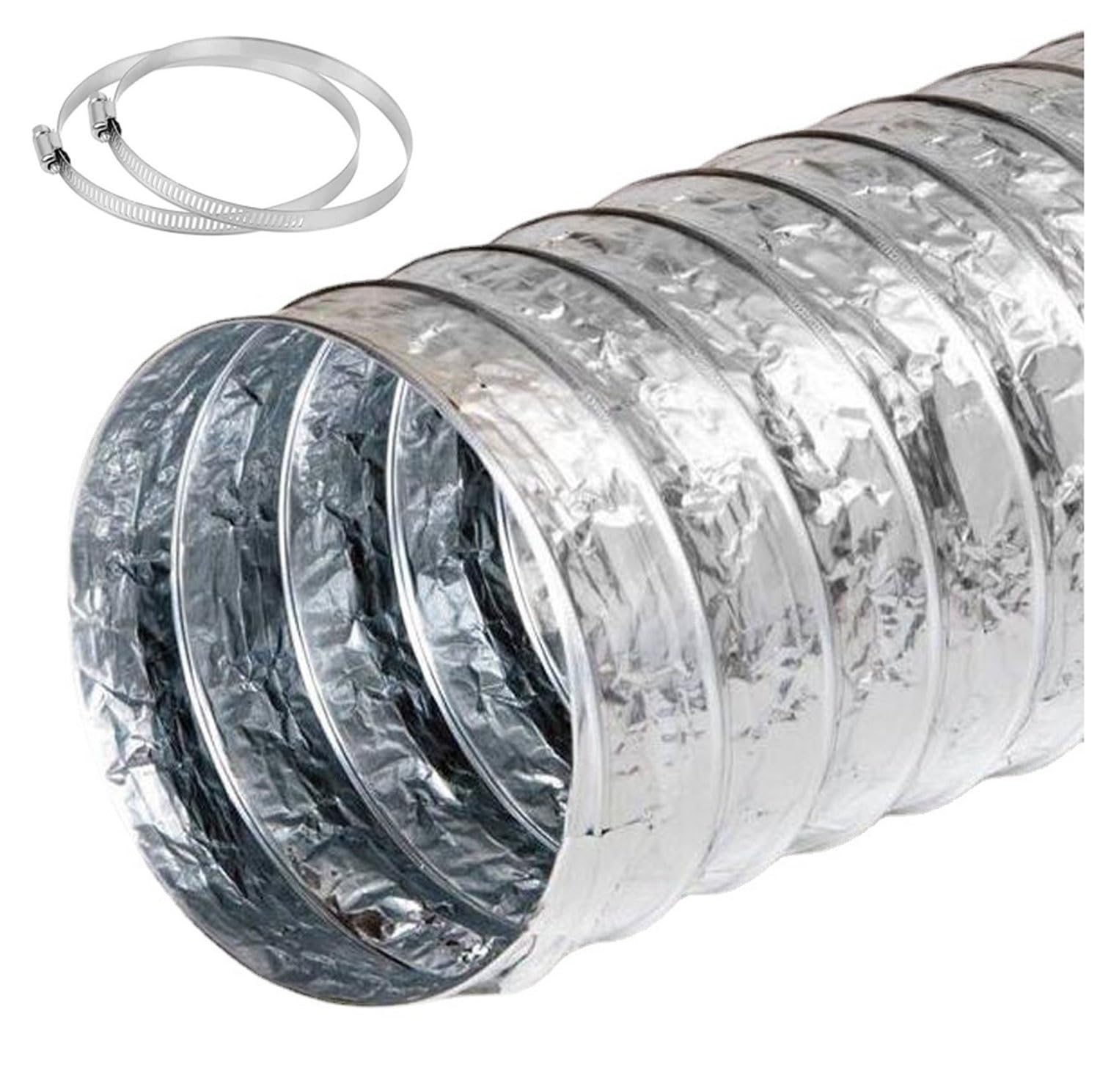 Aluminiowe węże wyciągowe, Wąż elastyczny Ø 80-200 mm W zestawie 2 opaski zaciskowe i 1 taśma aluminiowa(4m,150mm)