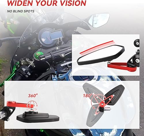 Miniatura 3 de Vatkan Espejos retrovisores de motocicleta de 78 pulgadas de 0.866 in, compatibles con la mayoría de Honda Grom, Kawasaki, Suzuki, Ducati, Yamaha y